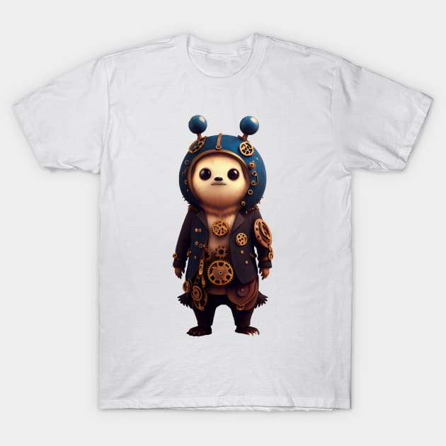 Cute Steampunk Raccoon T-Shirt by Obotan Mmienu